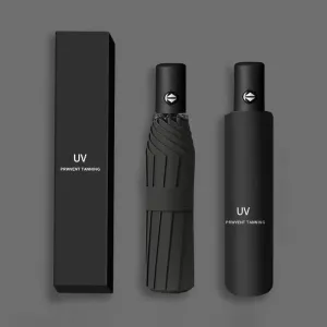 ☀️☔ Automatic UV Umbrella – Three-Fold, Windproof & Sun/Rain Protection with Custom Logo Printing! 🌦️✨