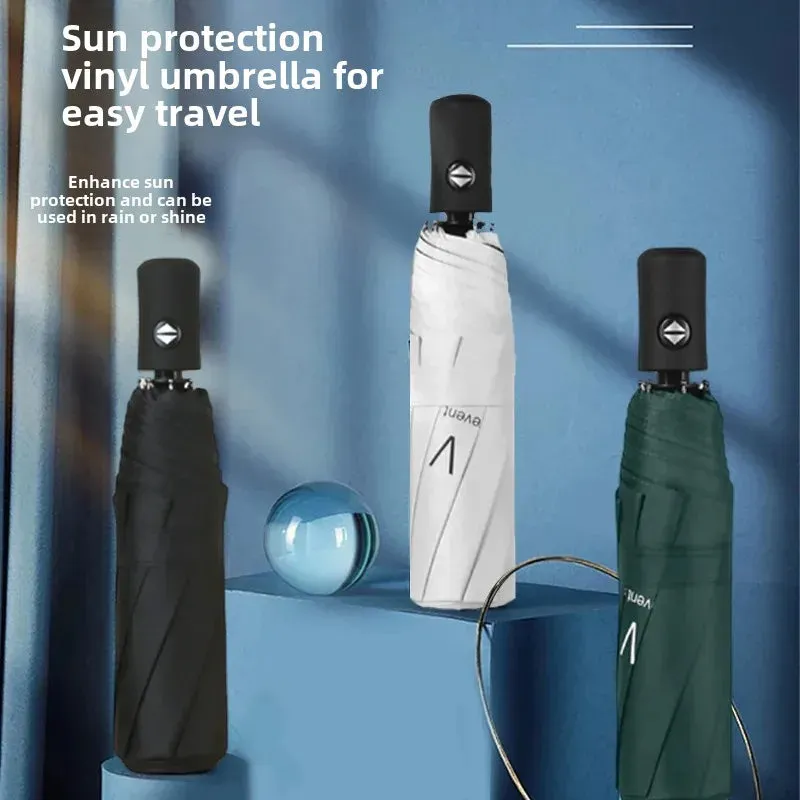 ☀️☔ Automatic UV Umbrella – Three-Fold, Windproof & Sun/Rain Protection with Custom Logo Printing! 🌦️✨