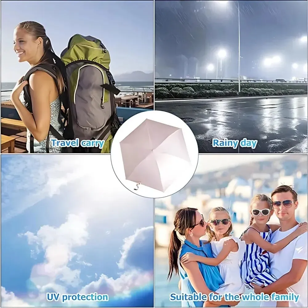 ☔ Lightweight & Compact Folding Travel Umbrella – Windproof, Rainproof & UV Protective with Capsule Storage! 🌦️✨
