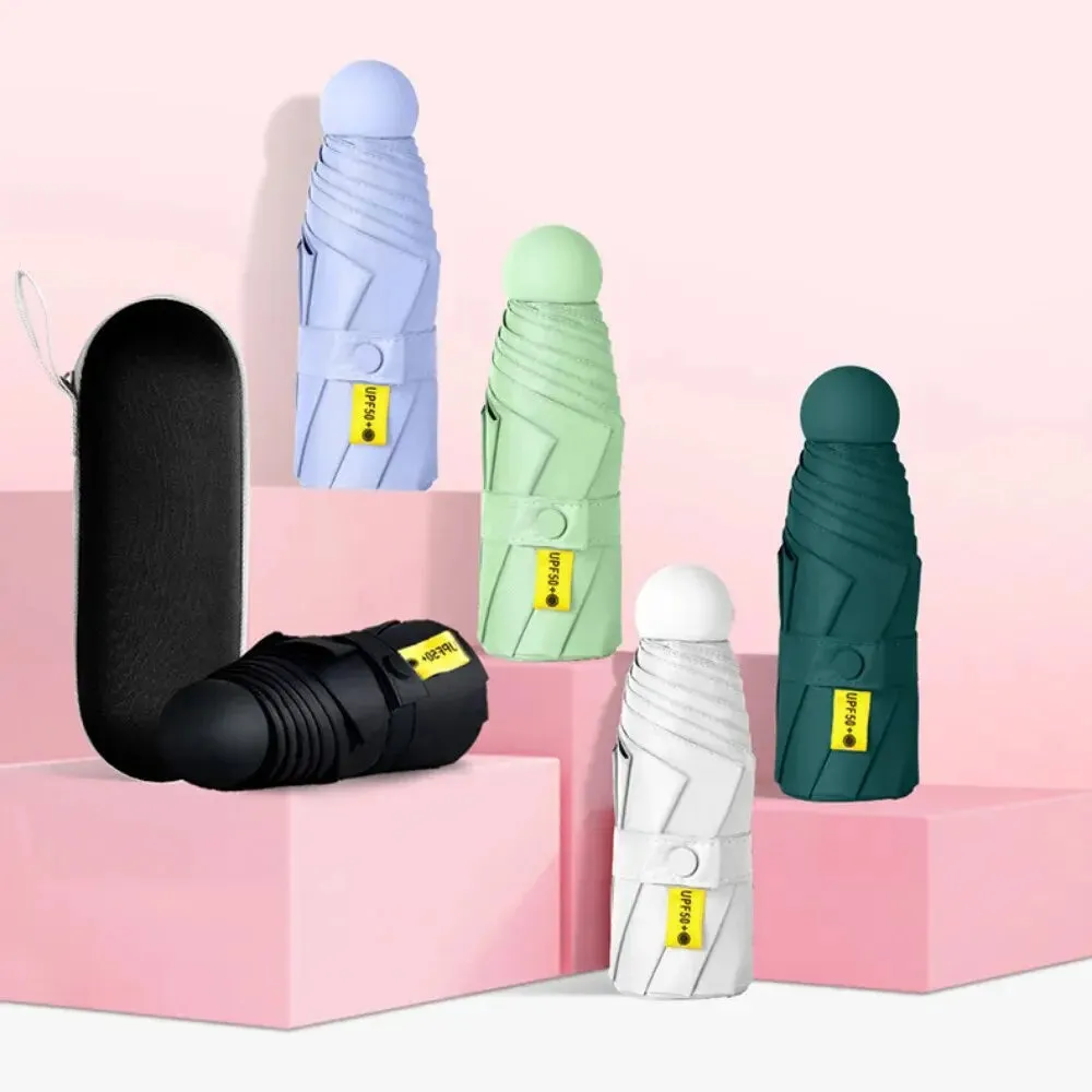 ☔ Lightweight & Compact Folding Travel Umbrella – Windproof, Rainproof & UV Protective with Capsule Storage! 🌦️✨