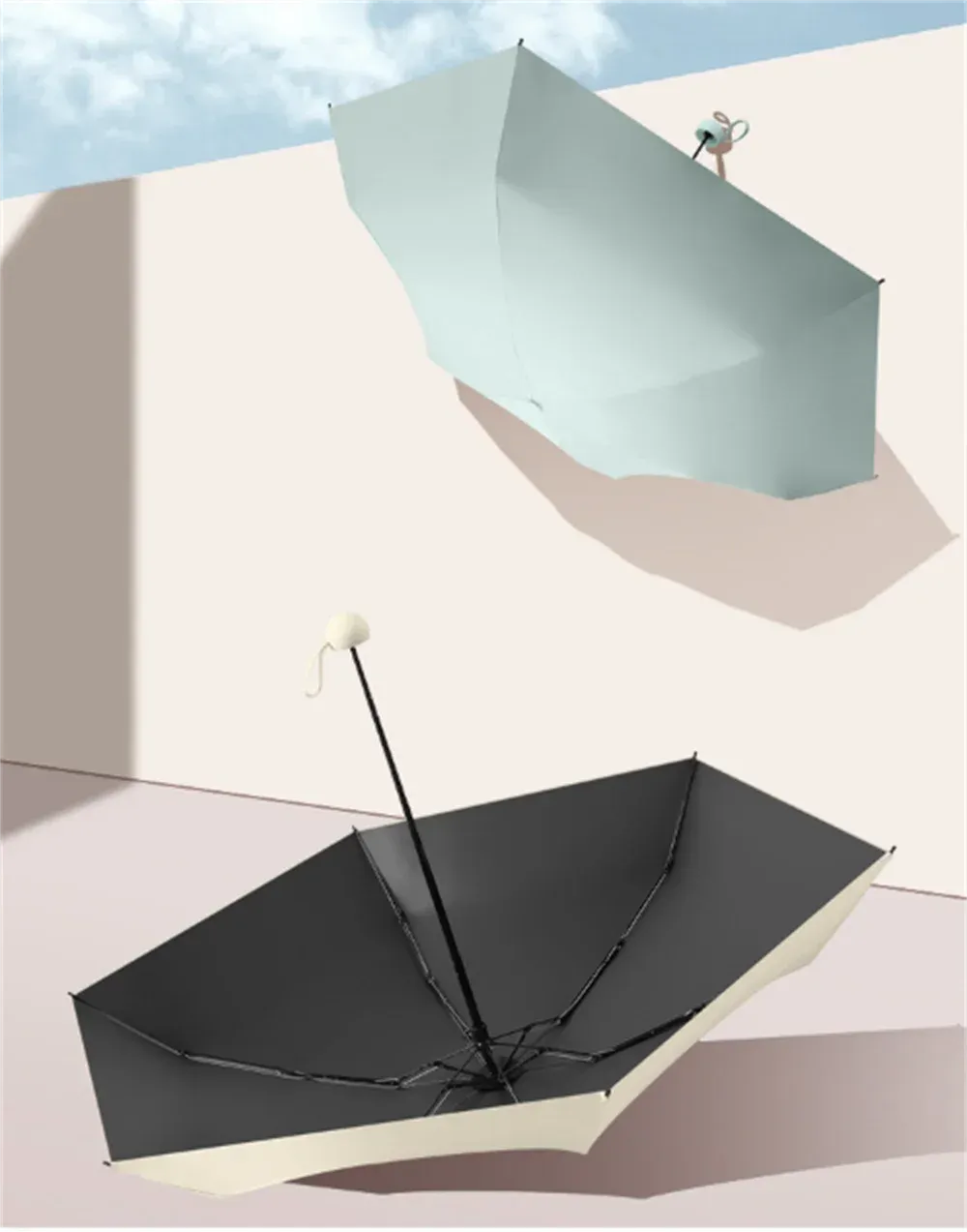☔ Lightweight & Compact Folding Travel Umbrella – Windproof, Rainproof & UV Protective with Capsule Storage! 🌦️✨