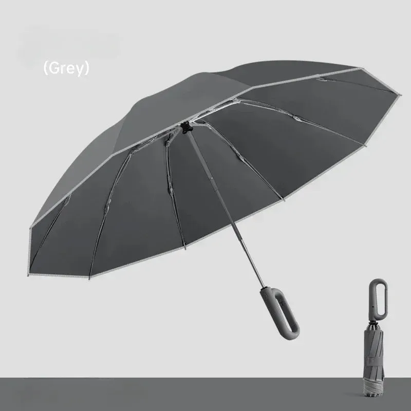 ☔ Travel-Ready Automatic Folding Umbrella – Windproof, Reverse Design & Safety Reflective Strip for All-Weather Protection! 🌦️✨