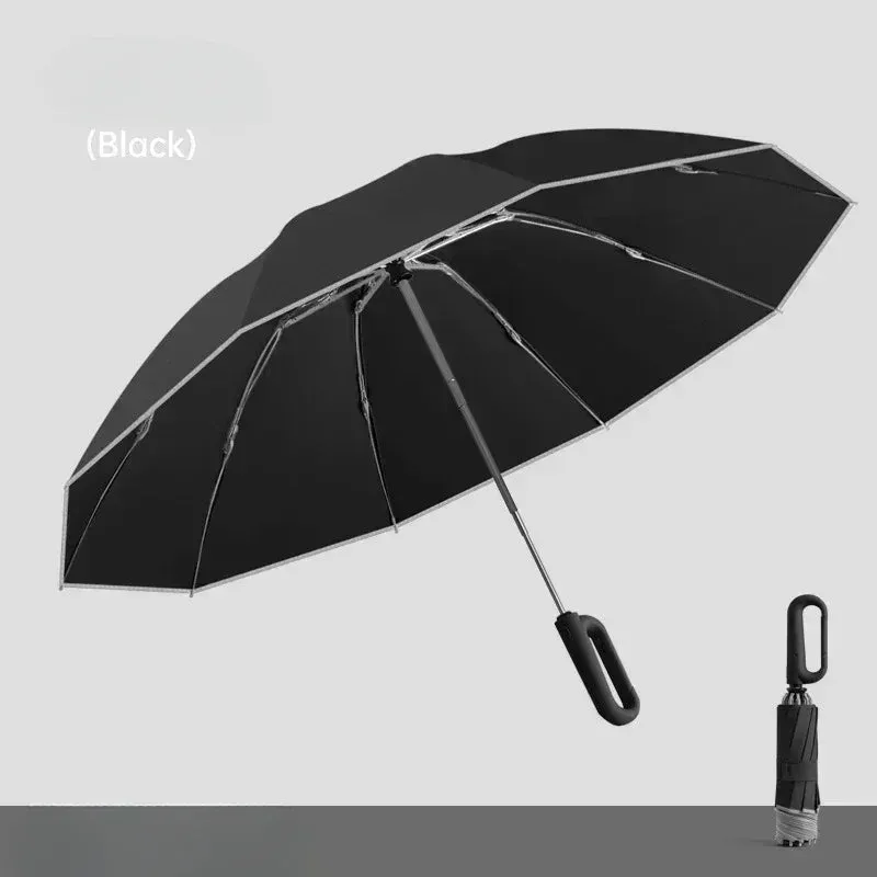 ☔ Travel-Ready Automatic Folding Umbrella – Windproof, Reverse Design & Safety Reflective Strip for All-Weather Protection! 🌦️✨