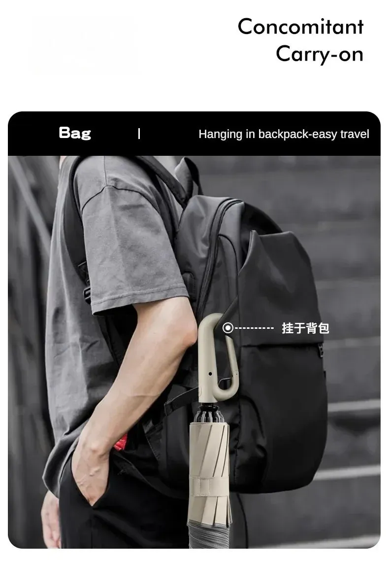 ☔ Travel-Ready Automatic Folding Umbrella – Windproof, Reverse Design & Safety Reflective Strip for All-Weather Protection! 🌦️✨