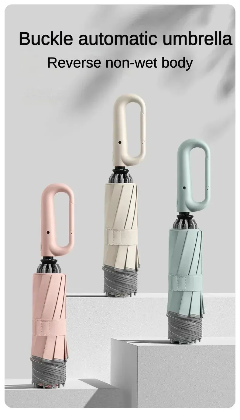 ☔ Travel-Ready Automatic Folding Umbrella – Windproof, Reverse Design & Safety Reflective Strip for All-Weather Protection! 🌦️✨
