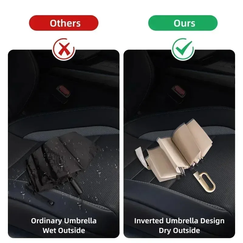 ☔ Travel-Ready Automatic Folding Umbrella – Windproof, Reverse Design & Safety Reflective Strip for All-Weather Protection! 🌦️✨