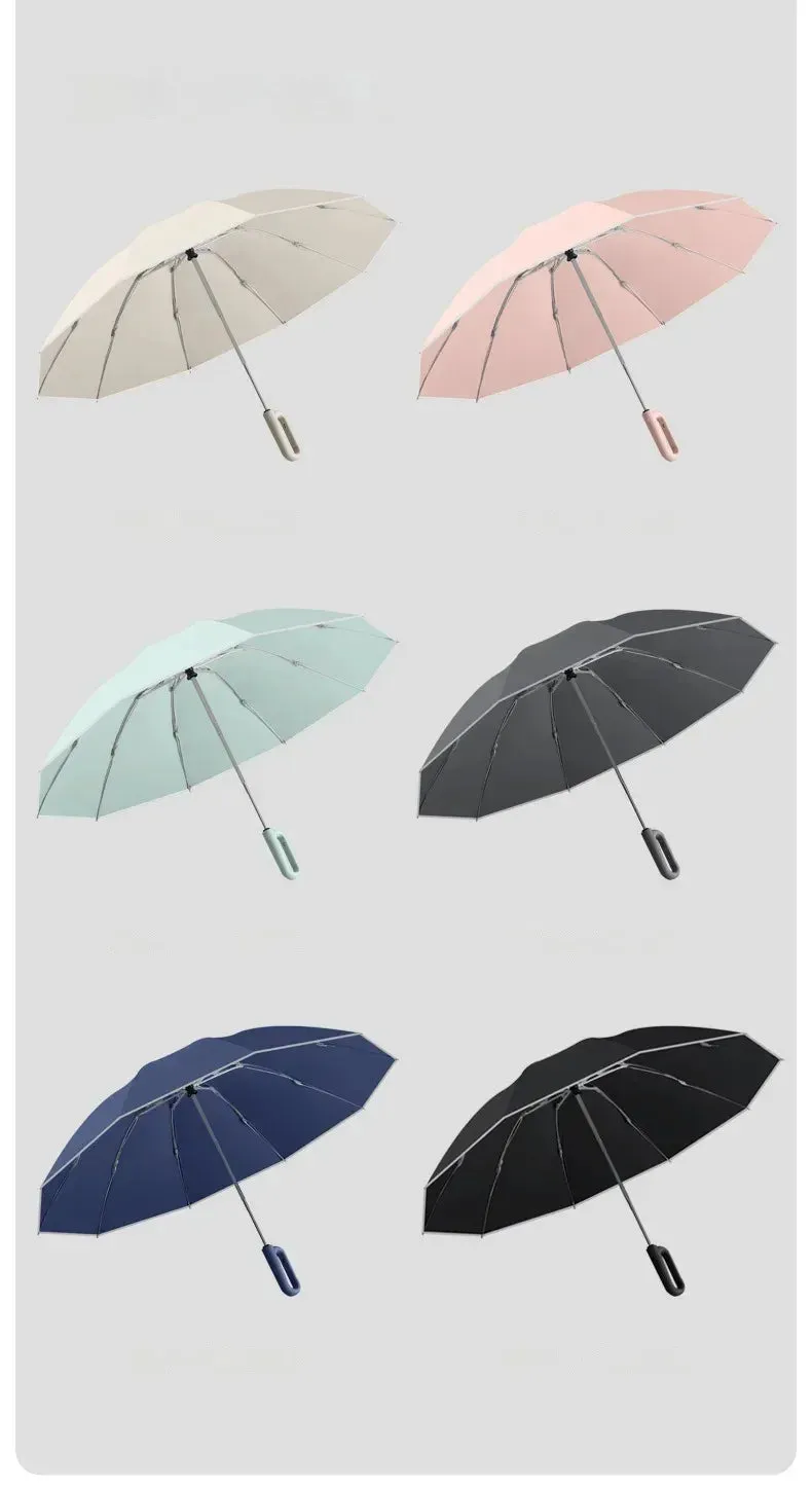 ☔ Travel-Ready Automatic Folding Umbrella – Windproof, Reverse Design & Safety Reflective Strip for All-Weather Protection! 🌦️✨