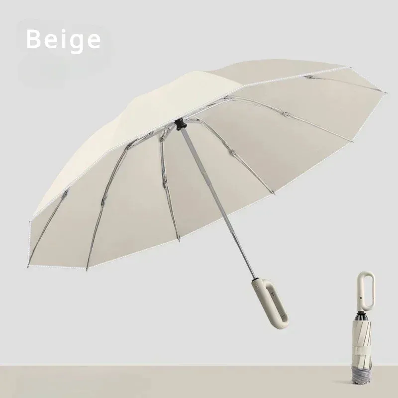 ☔ Travel-Ready Automatic Folding Umbrella – Windproof, Reverse Design & Safety Reflective Strip for All-Weather Protection! 🌦️✨