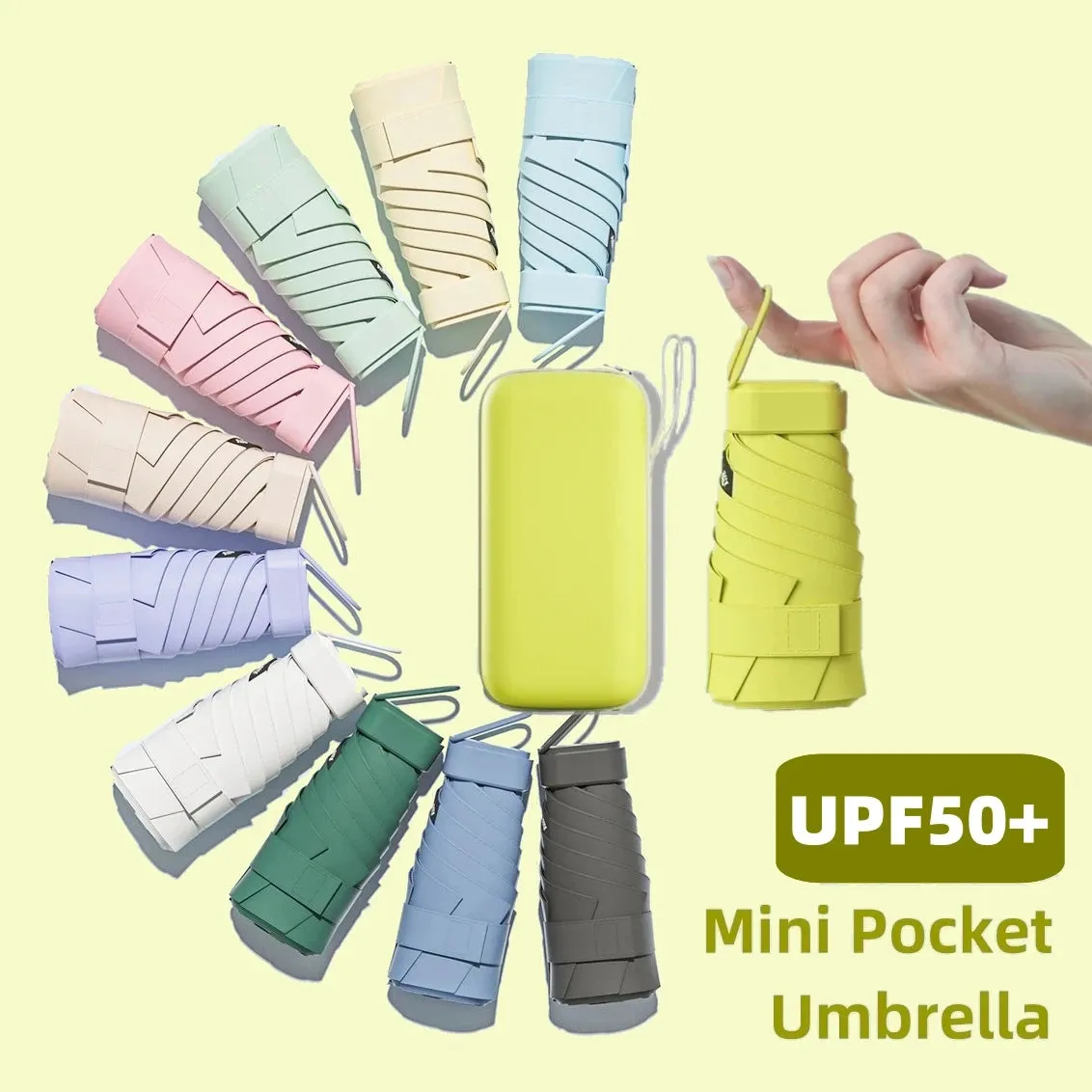 ☀️ UPF50  Mini Folding Umbrella – Ultra-Compact, UV-Protective & Waterproof for Travel & Everyday Use! ☔✨