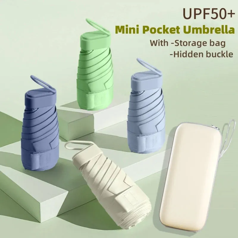 ☀️ UPF50  Mini Folding Umbrella – Ultra-Compact, UV-Protective & Waterproof for Travel & Everyday Use! ☔✨
