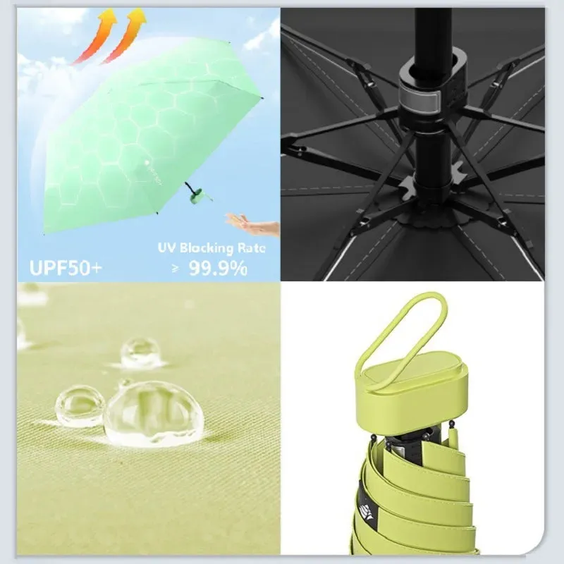☀️ UPF50  Mini Folding Umbrella – Ultra-Compact, UV-Protective & Waterproof for Travel & Everyday Use! ☔✨