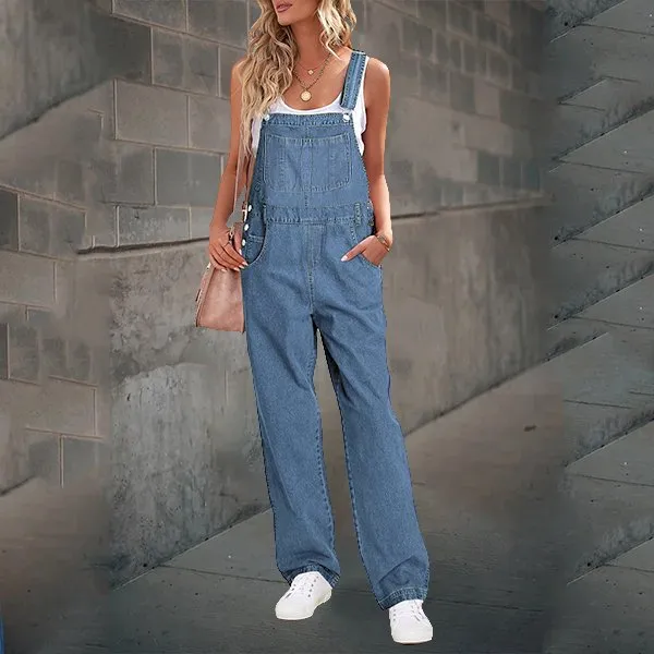 🔥 Women's Loose Adjustable Strap Wide Leg Denim