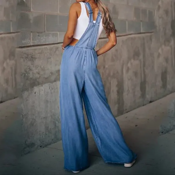🔥 Women's Loose Adjustable Strap Wide Leg Denim