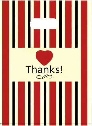 100 Count 11.7 "x 15.7" Plastic Merchandise Bags, Shopping Bag for Small Business Retail Bags Crafts Plastic Bag with Die Cut Handle Bag - Red Thank You