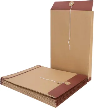 10Pcs Kraft Paper String Envelopes A4 Gussetted Document File Folders Bills File Organizer Bag with Button String Closure