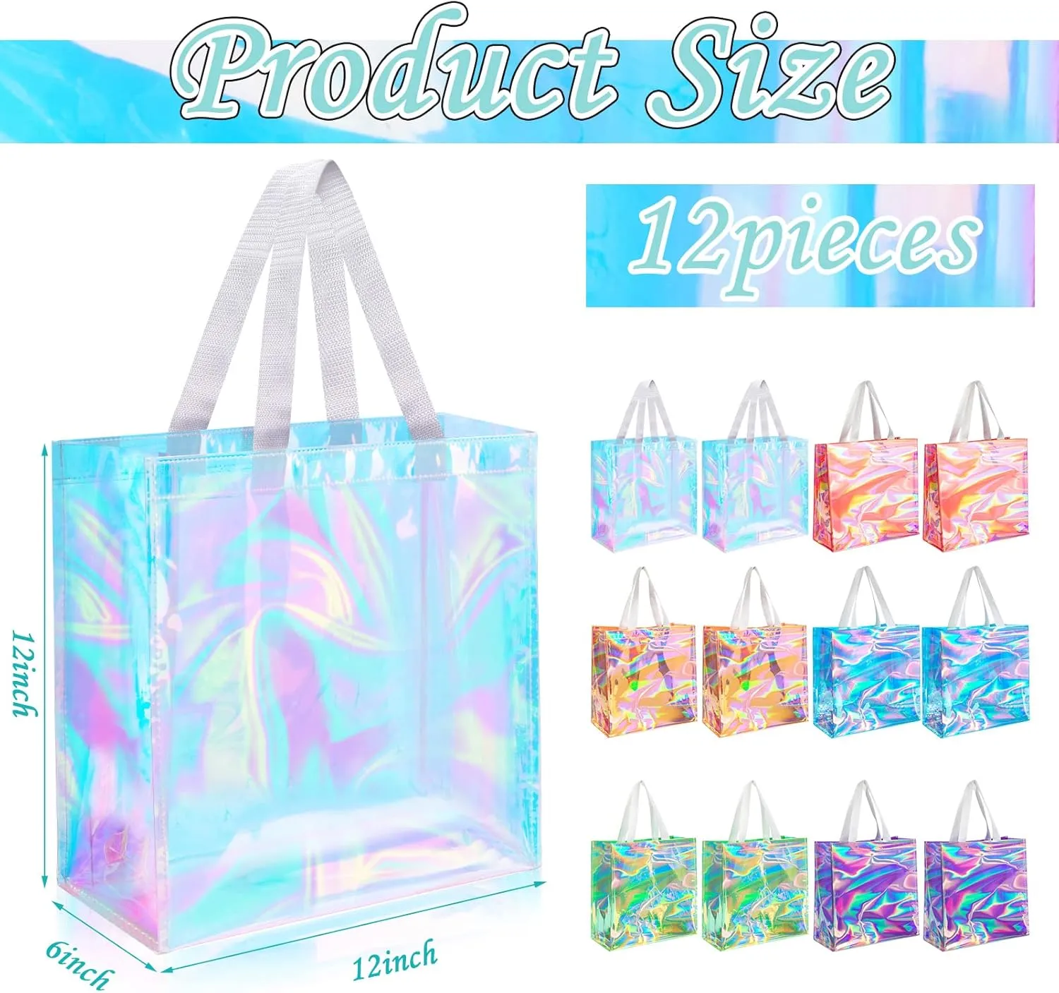 12 Pcs Bulk Stadium Approved Clear Tote Bags 12 x 12 x 6 Inch Large Clear Plastic Tote Bag with Handles for Work Sports