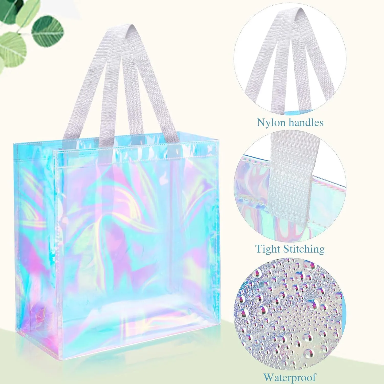 12 Pcs Bulk Stadium Approved Clear Tote Bags 12 x 12 x 6 Inch Large Clear Plastic Tote Bag with Handles for Work Sports