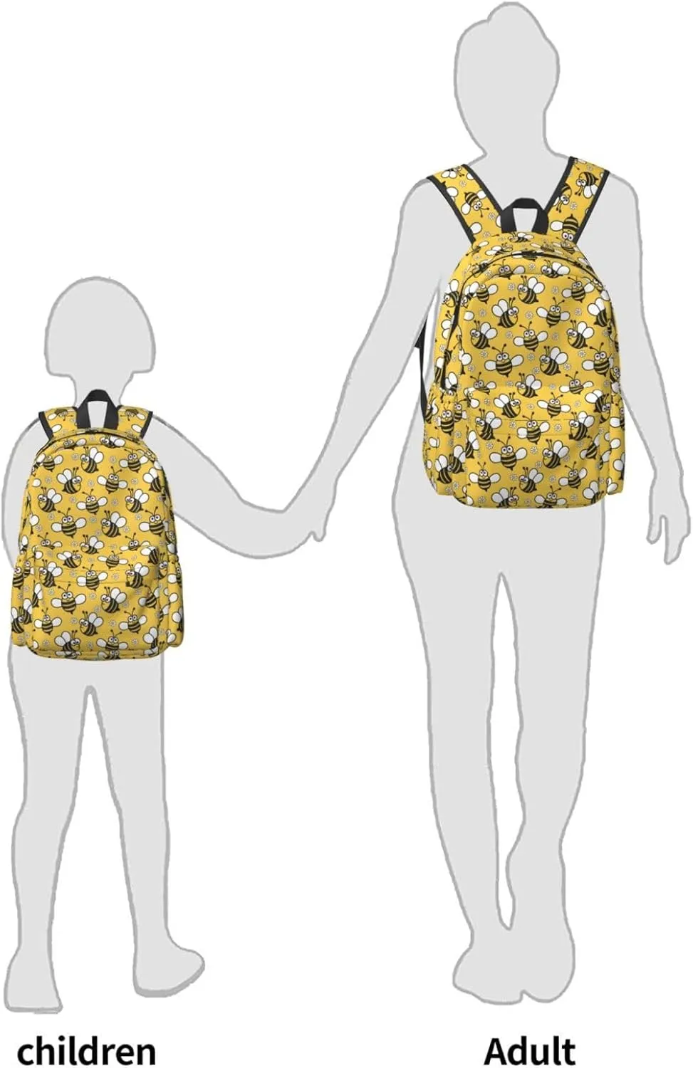 17 inch Backpack Kawaii Cute Baby Bee Laptop Backpack School Bookbag Shoulder Bag Casual Daypack