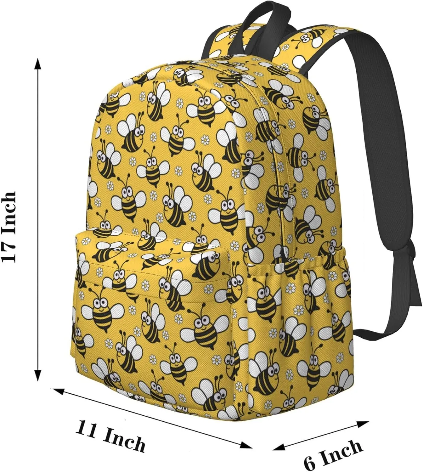 17 inch Backpack Kawaii Cute Baby Bee Laptop Backpack School Bookbag Shoulder Bag Casual Daypack