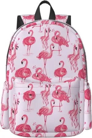17 inch Backpack Pink Tropic Flamingos Laptop Backpack School Bookbag Shoulder Bag Casual Daypack