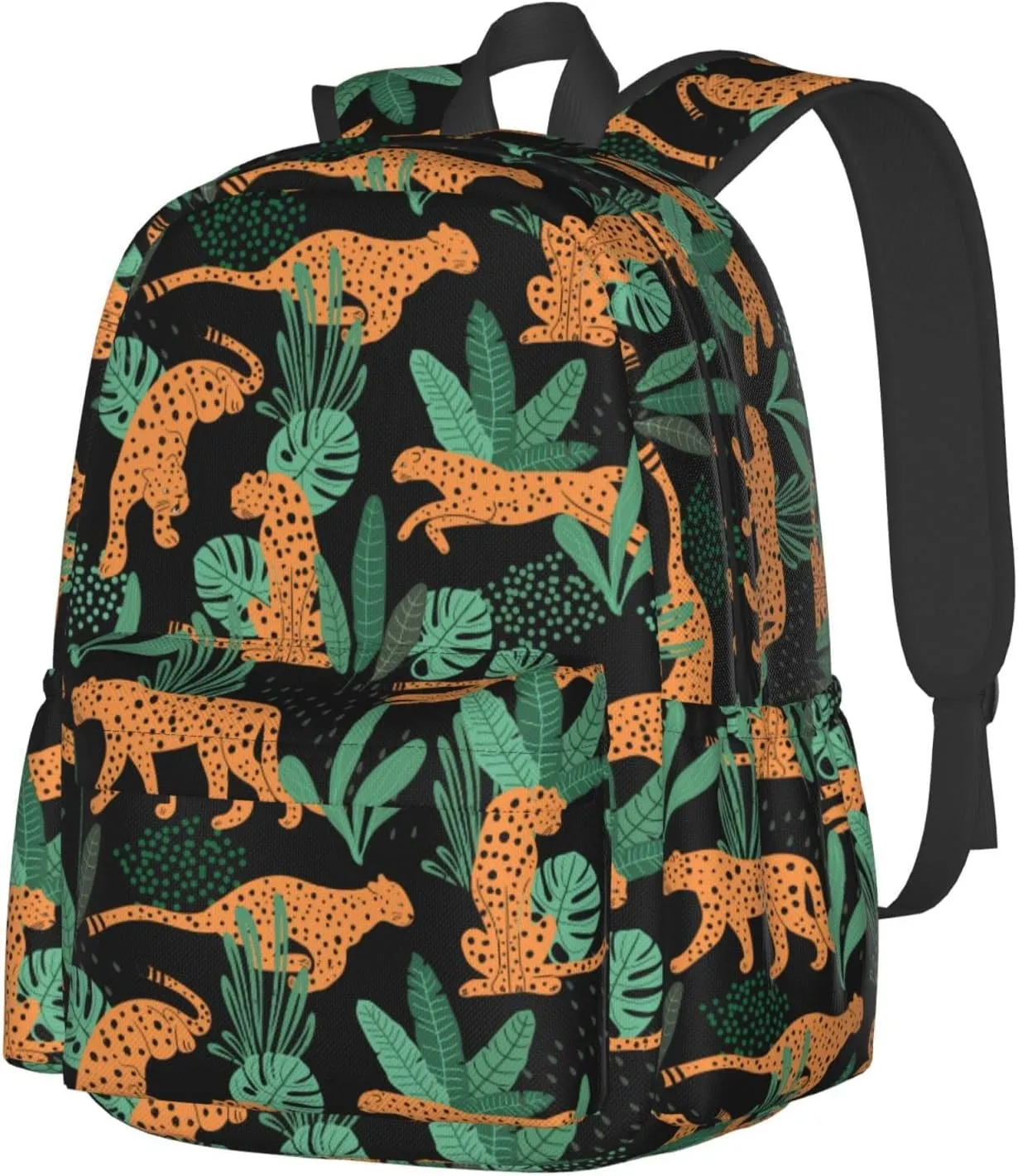 17 inch Backpack Tropical Jungle Cheetah Leopard Laptop Backpack School Bookbag Shoulder Bag Casual Daypack