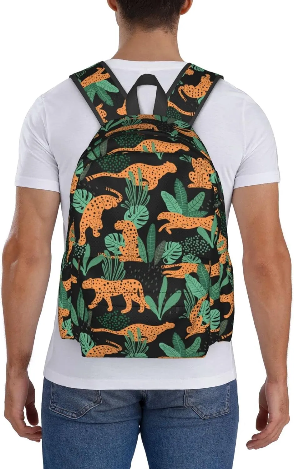 17 inch Backpack Tropical Jungle Cheetah Leopard Laptop Backpack School Bookbag Shoulder Bag Casual Daypack