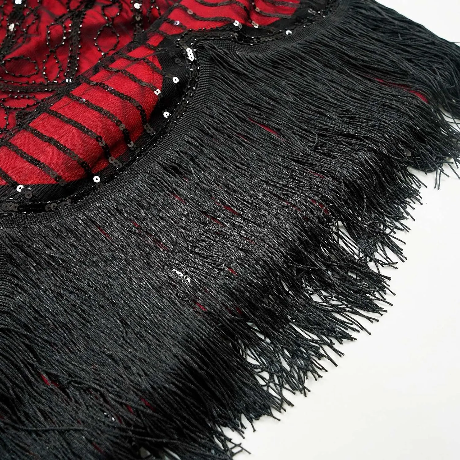 1920s Gatsby Sequin Fringed Beaded Flapper Dress Cocktail Dress with Roaring 20s Accessories Set