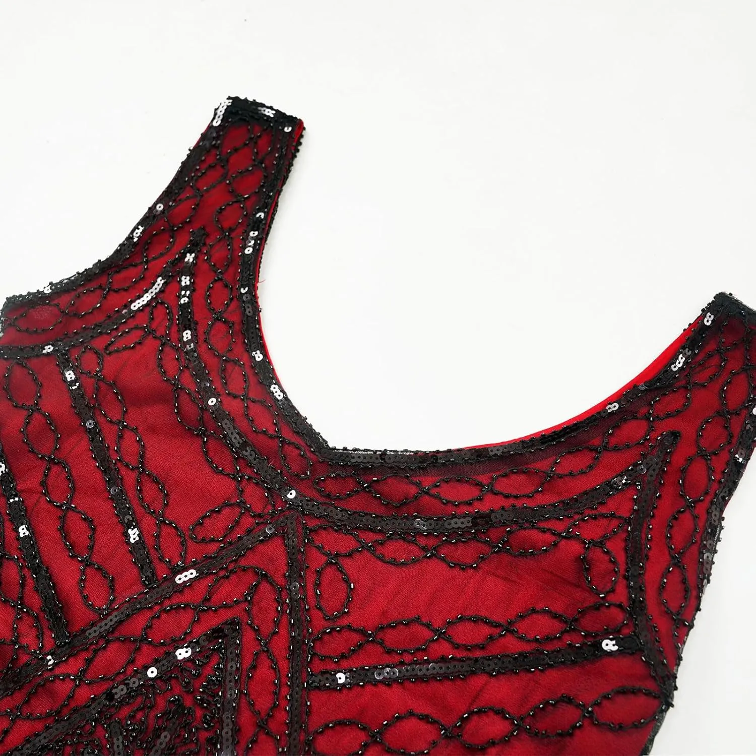 1920s Gatsby Sequin Fringed Beaded Flapper Dress Cocktail Dress with Roaring 20s Accessories Set
