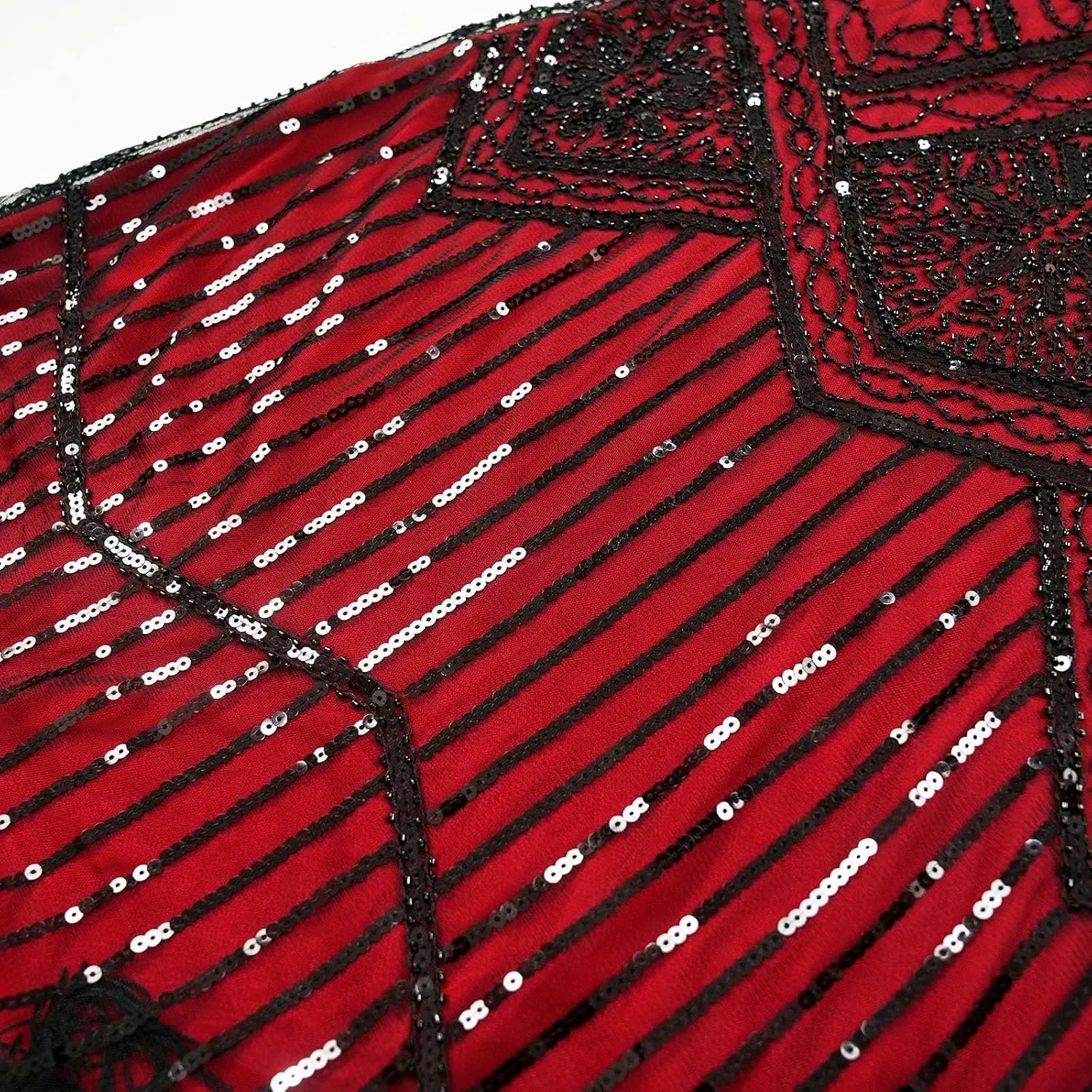 1920s Gatsby Sequin Fringed Beaded Flapper Dress Cocktail Dress with Roaring 20s Accessories Set
