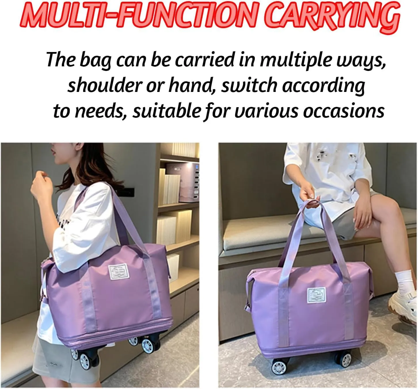 1pc Klarson Expandable Bag with Wheels,Klarson Travel Bag,Foldable Suitcase Collapsible Luggage (#01)