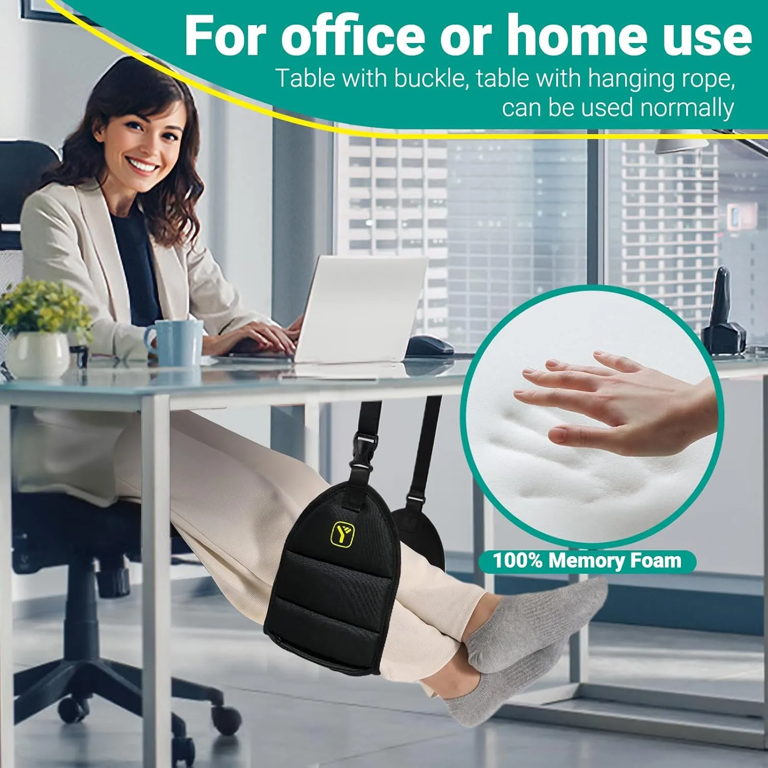 2-Pack Airplane Hammock (Memory Foam) Foot Rest for Plane Travel Long Flight Essentials Airplane Foot Hammock to Relax Your Feet