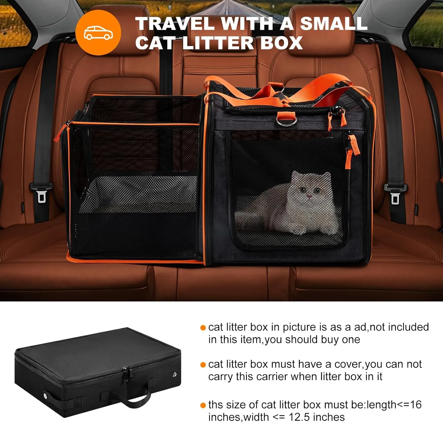20 x 14 x 14 inches Expandable pet Carrier for 1 Large cat Under 25 lbs,2 Medium Cats/Rabbits 20 lbs , 1 Small Dog Under 15 lbs,cat Crate/Bag for Short Trip/Long Distance car Travel