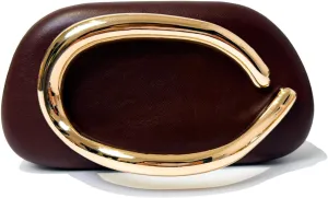 2025 Classic Vegan Leather Clutch Evening Purse Golden Color Handle Chain Party Banquet Round Mini Shoulder Handbag