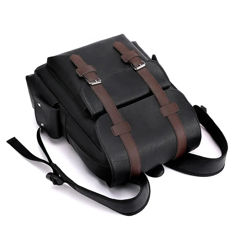 2025 Men Backpack PU Leather Bagpack Large Laptop Backpacks Male Mochilas Black Schoolbag For Teenagers Boys Brown Sac A Dos