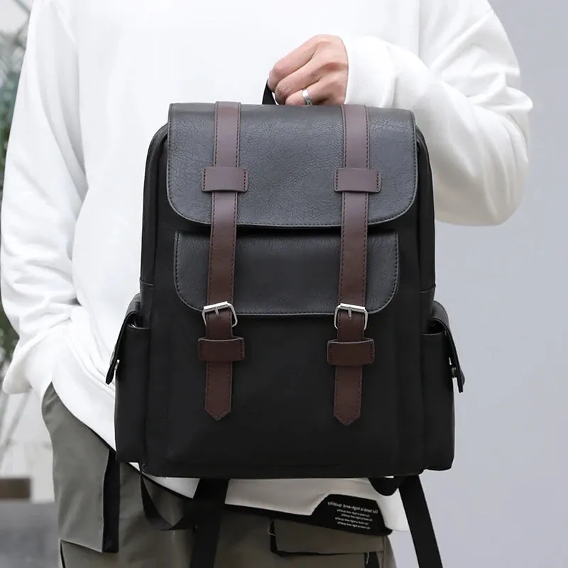 2025 Men Backpack PU Leather Bagpack Large Laptop Backpacks Male Mochilas Black Schoolbag For Teenagers Boys Brown Sac A Dos
