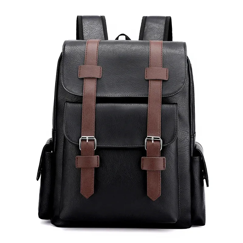 2025 Men Backpack PU Leather Bagpack Large Laptop Backpacks Male Mochilas Black Schoolbag For Teenagers Boys Brown Sac A Dos