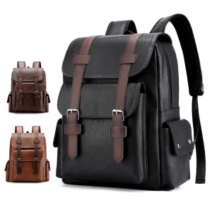 2025 Men Backpack PU Leather Bagpack Large Laptop Backpacks Male Mochilas Black Schoolbag For Teenagers Boys Brown Sac A Dos