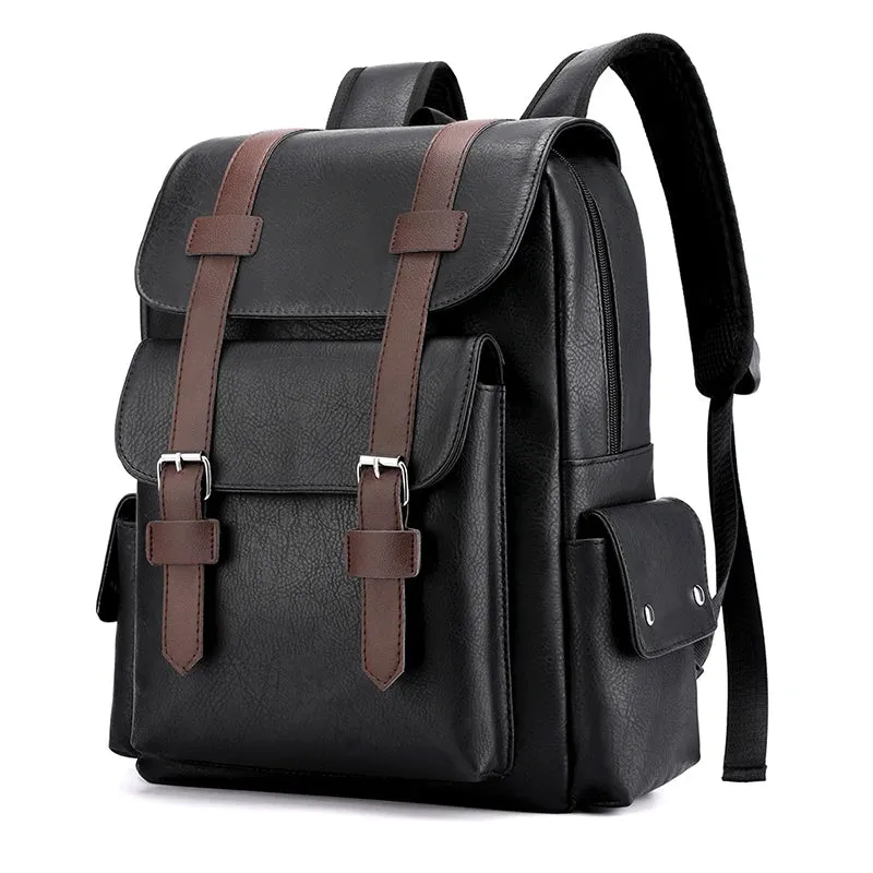 2025 Men Backpack PU Leather Bagpack Large Laptop Backpacks Male Mochilas Black Schoolbag For Teenagers Boys Brown Sac A Dos