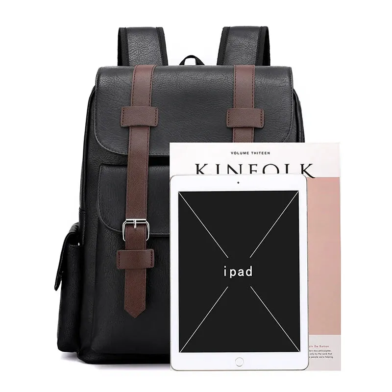 2025 Men Backpack PU Leather Bagpack Large Laptop Backpacks Male Mochilas Black Schoolbag For Teenagers Boys Brown Sac A Dos