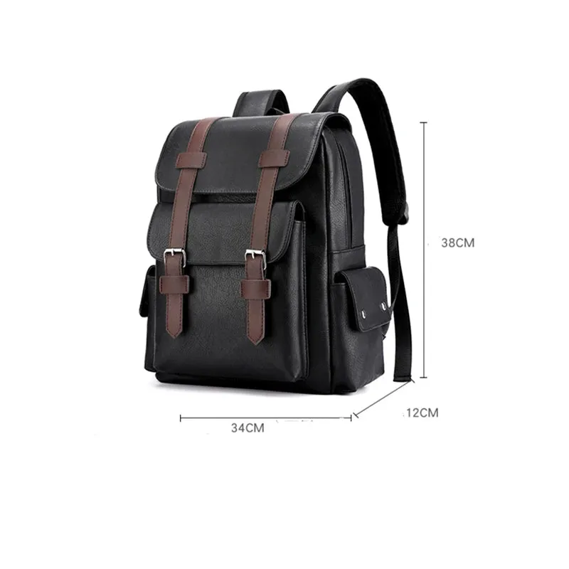 2025 Men Backpack PU Leather Bagpack Large Laptop Backpacks Male Mochilas Black Schoolbag For Teenagers Boys Brown Sac A Dos
