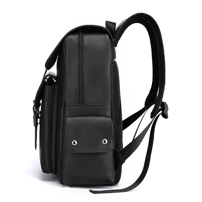 2025 Men Backpack PU Leather Bagpack Large Laptop Backpacks Male Mochilas Black Schoolbag For Teenagers Boys Brown Sac A Dos