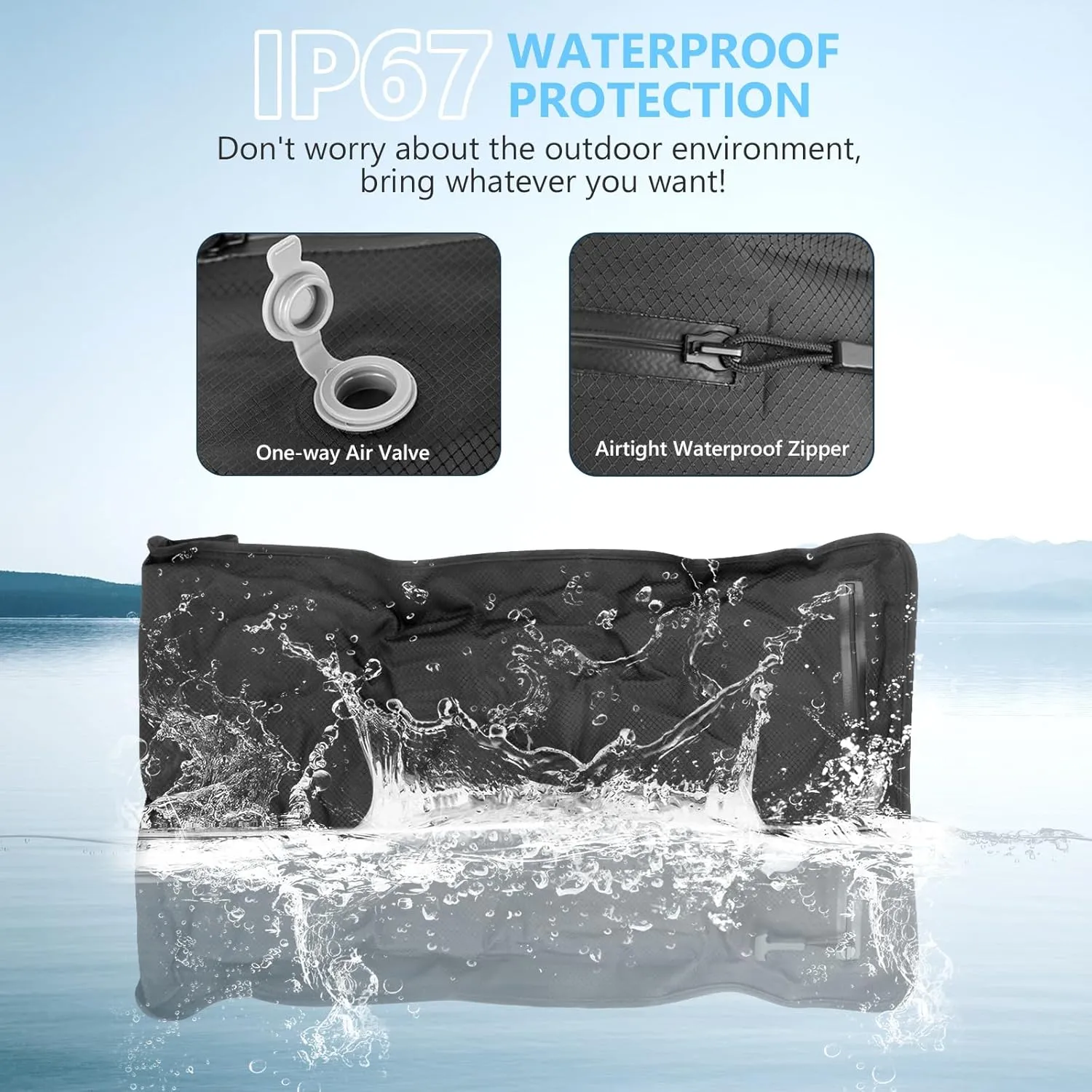2PC Professional Vacuum Bags for Travel with 55W Super Power Electric Pump, Dobaly IP67 Reusable Vacuum Compression Bags for Suitcases and Backpack Space Saver Vacuum Bags Durable(2 Medium Pump)