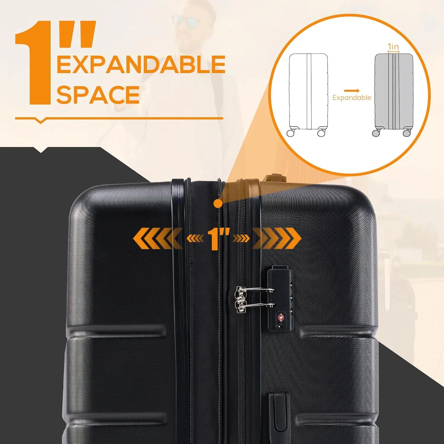 3 Pieces Luggage Set 20/24/28-inch, Hard Shell Rolling Suitcases for Travel Expandable Lightweight with Spinner Wheels TSA Lock