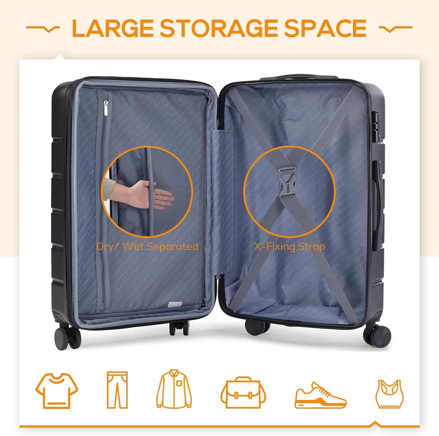 3 Pieces Luggage Set 20/24/28-inch, Hard Shell Rolling Suitcases for Travel Expandable Lightweight with Spinner Wheels TSA Lock