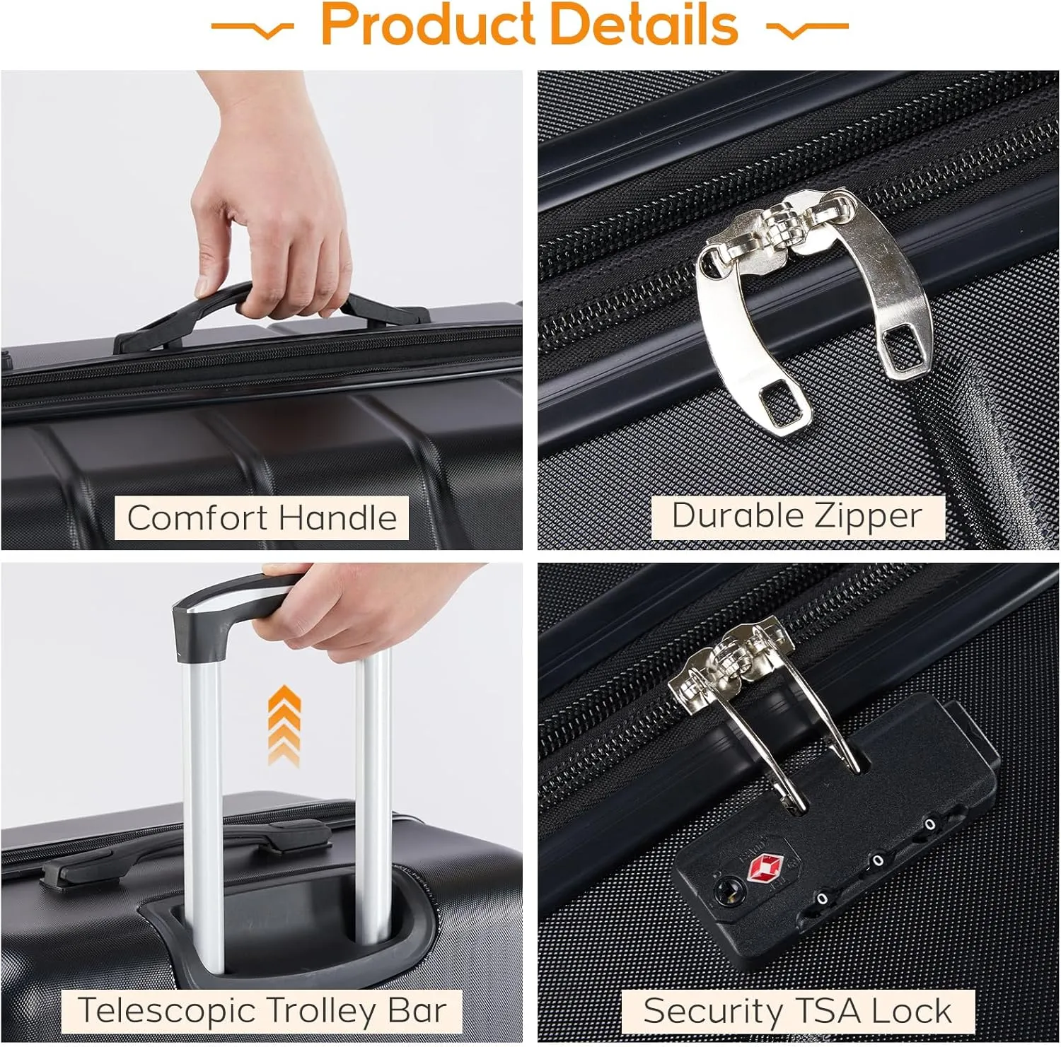 3 Pieces Luggage Set 20/24/28-inch, Hard Shell Rolling Suitcases for Travel Expandable Lightweight with Spinner Wheels TSA Lock