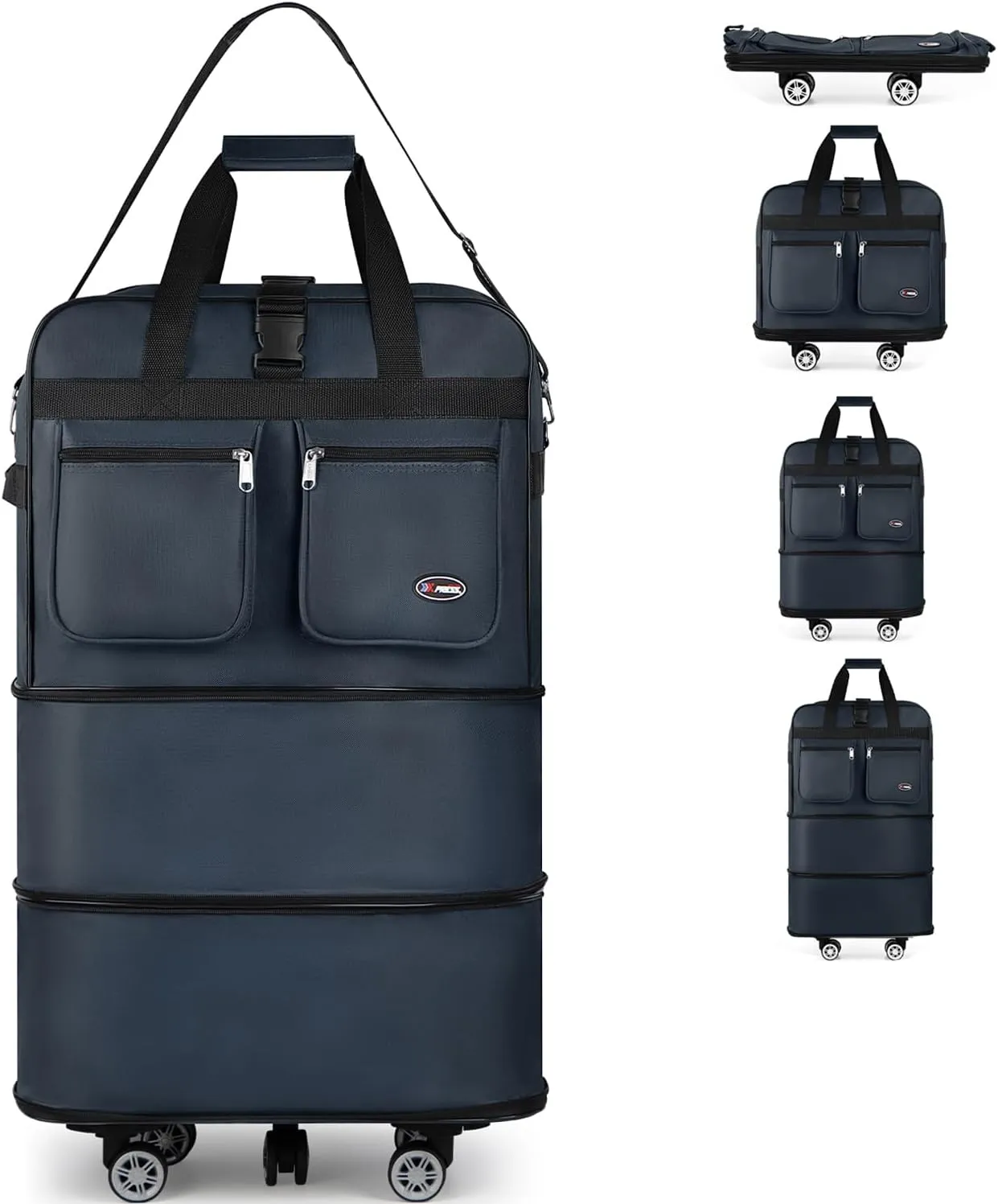 30''36''40''Rolling Duffle Bag with Wheels,Expandable Duffle Bag for Travel for Men Women,Foldable#36''Navy