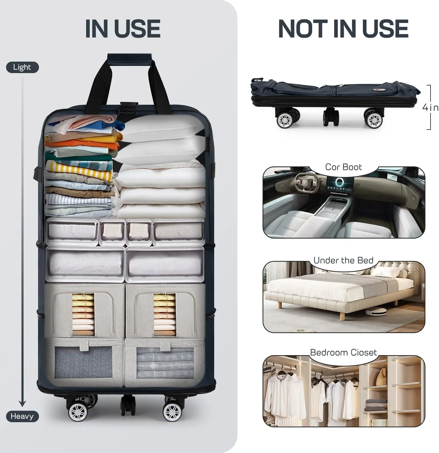 30''36''40''Rolling Duffle Bag with Wheels,Expandable Duffle Bag for Travel for Men Women,Foldable#36''Navy