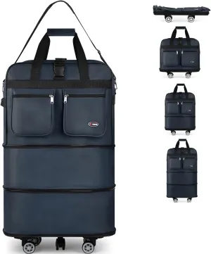 30''36''40''Rolling Duffle Bag with Wheels,Expandable Duffle Bag for Travel for Men Women,Foldable#36''Navy