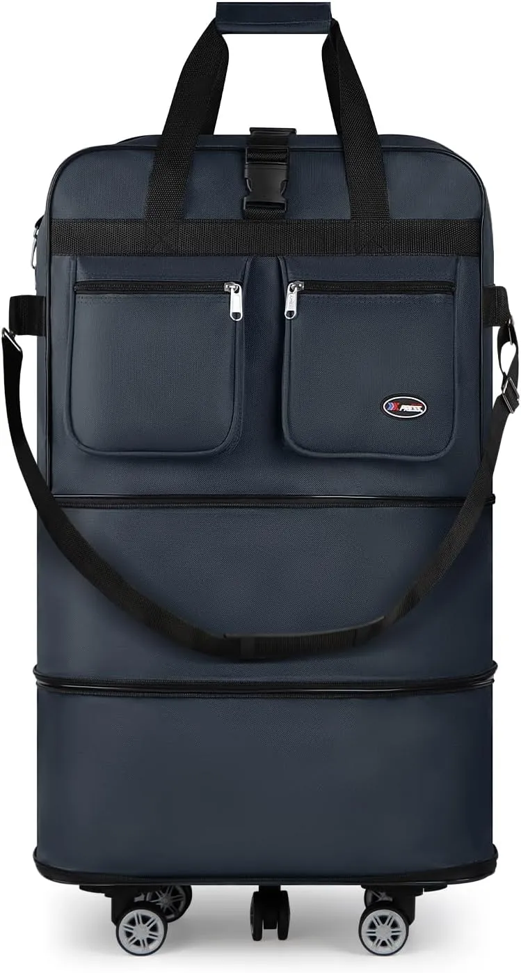 30''36''40''Rolling Duffle Bag with Wheels,Expandable Duffle Bag for Travel for Men Women,Foldable#36''Navy