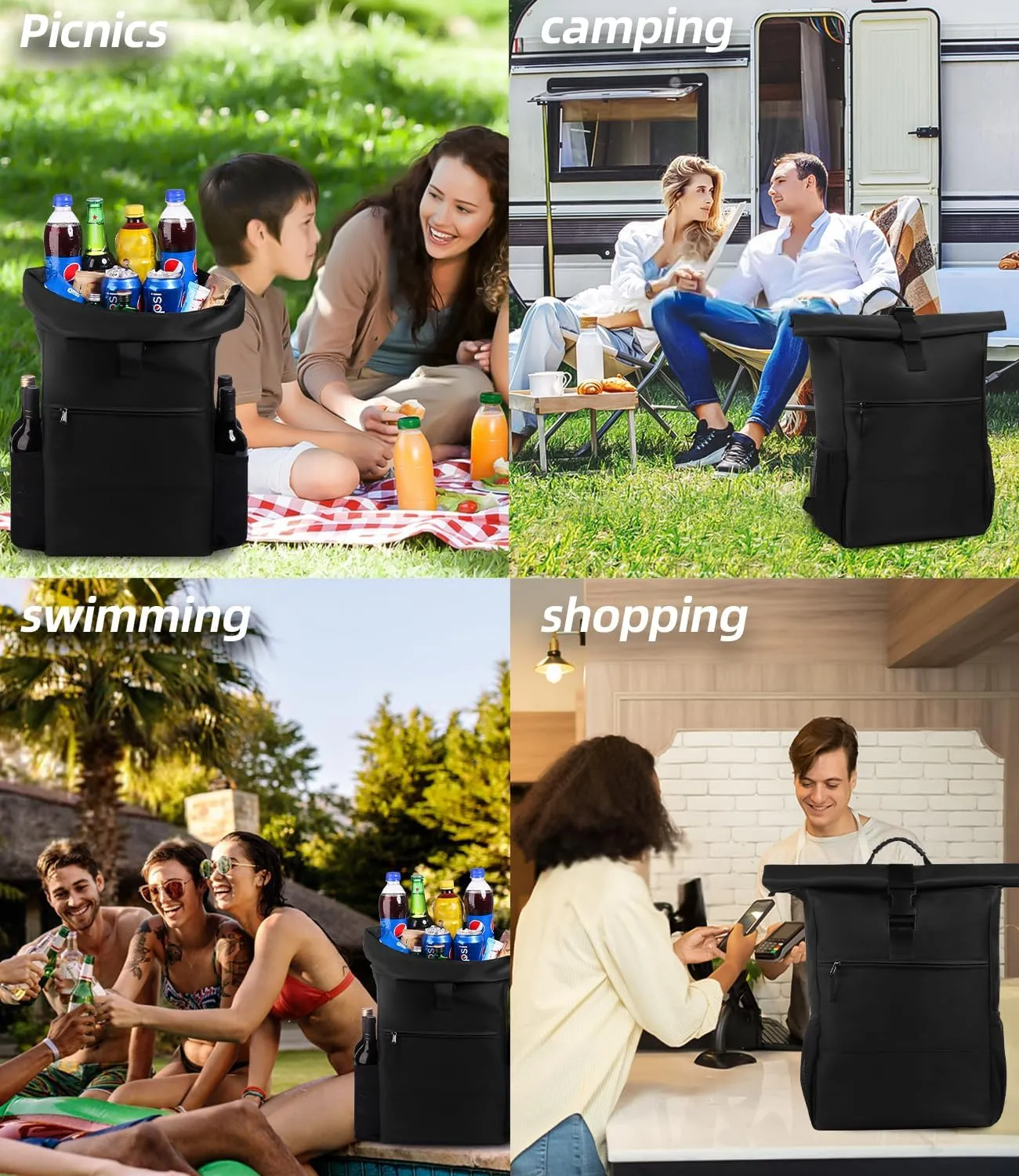 35/45 Cans Cooler Backpack, Thermo Cooler Bag with Bottle Opener for Picnic, Camping, Beach, Hiking, Travel, and Shopping